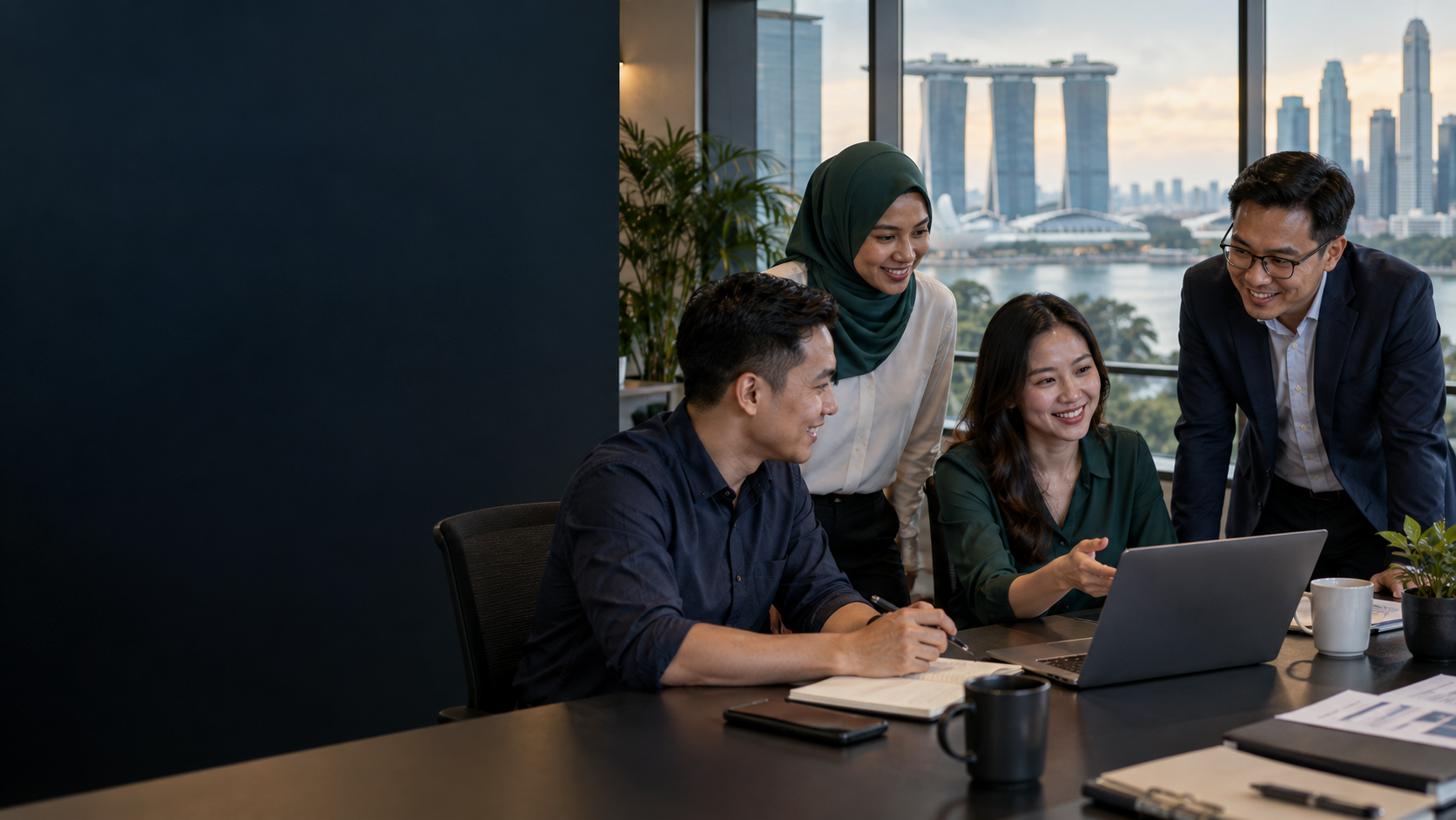 Professionals collaborating in a modern Singapore office